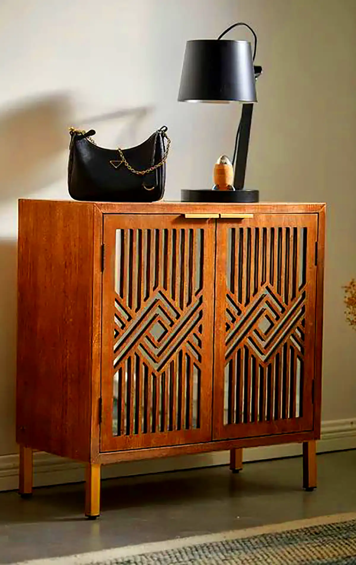 کنسول روستیک چوبی