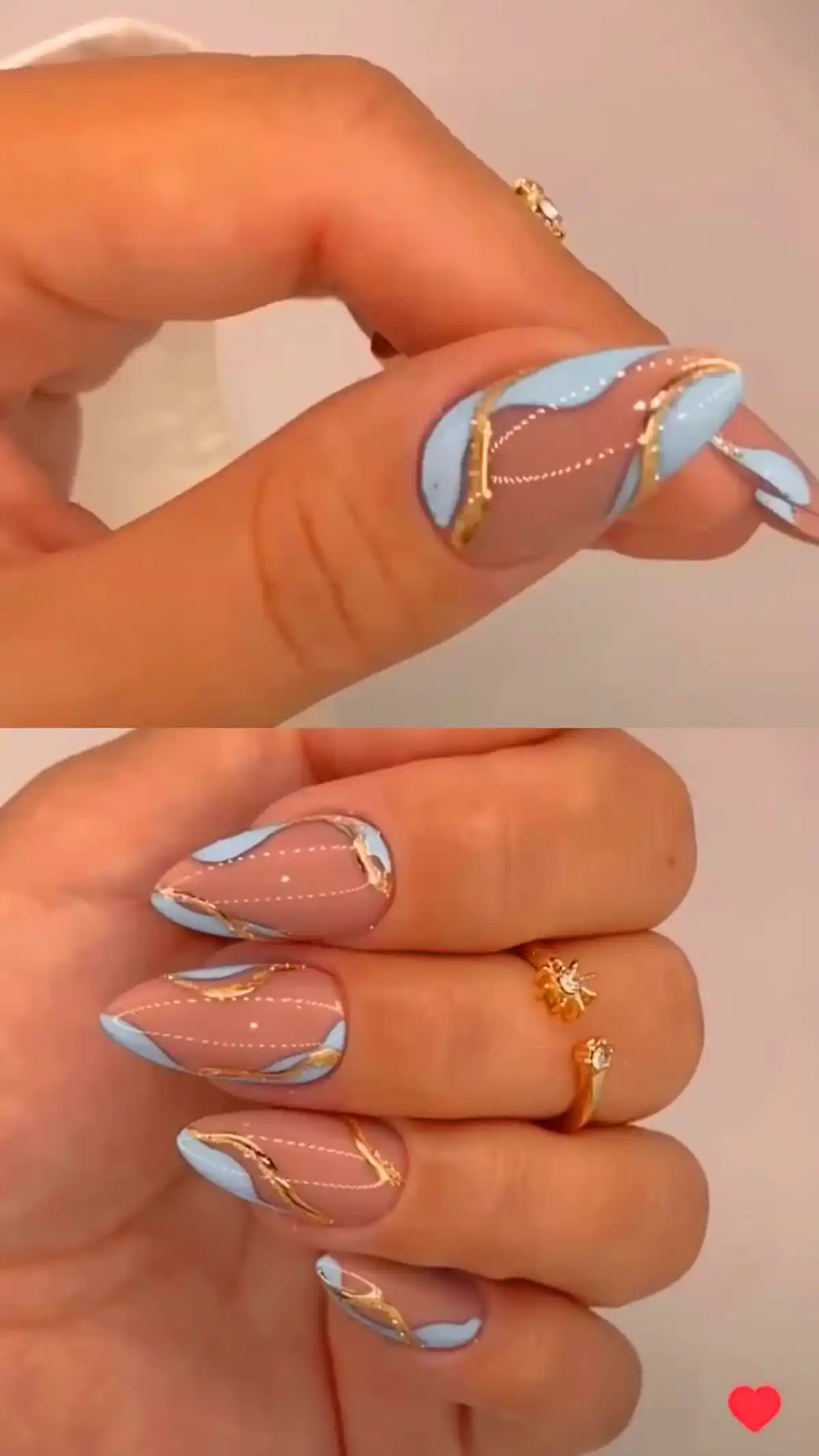 طراحی ناخن مرمری شیک آبی 