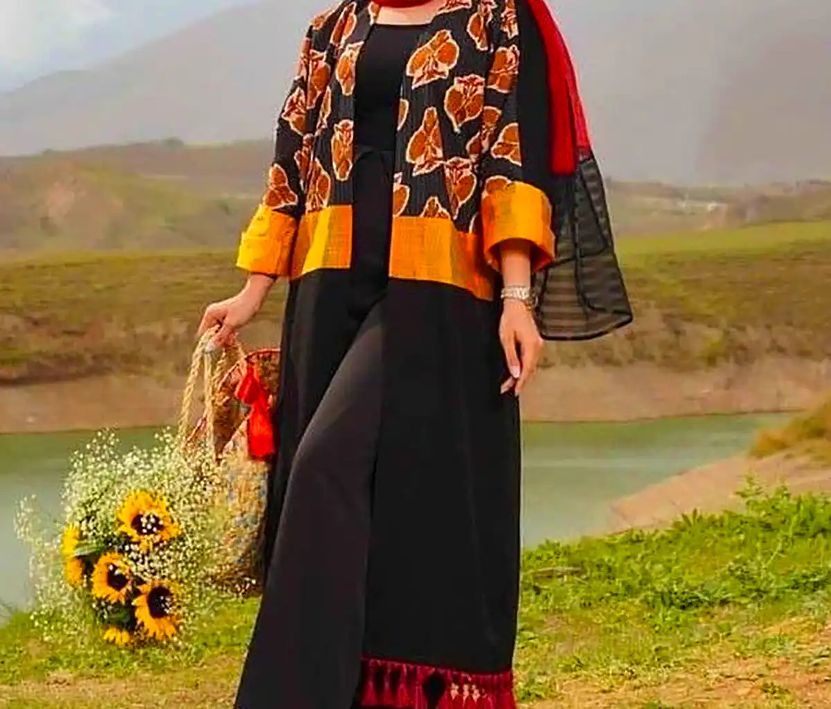 مانتو مجلسی الیاف مصنوعی