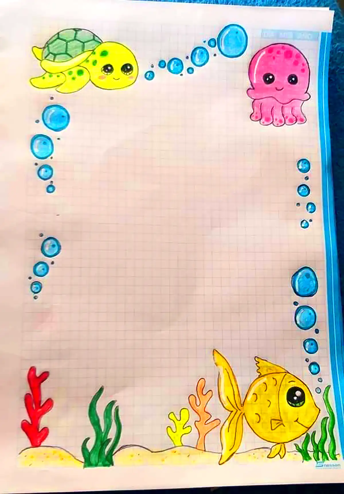 نقاشی مینیمال حاشیه دفتر