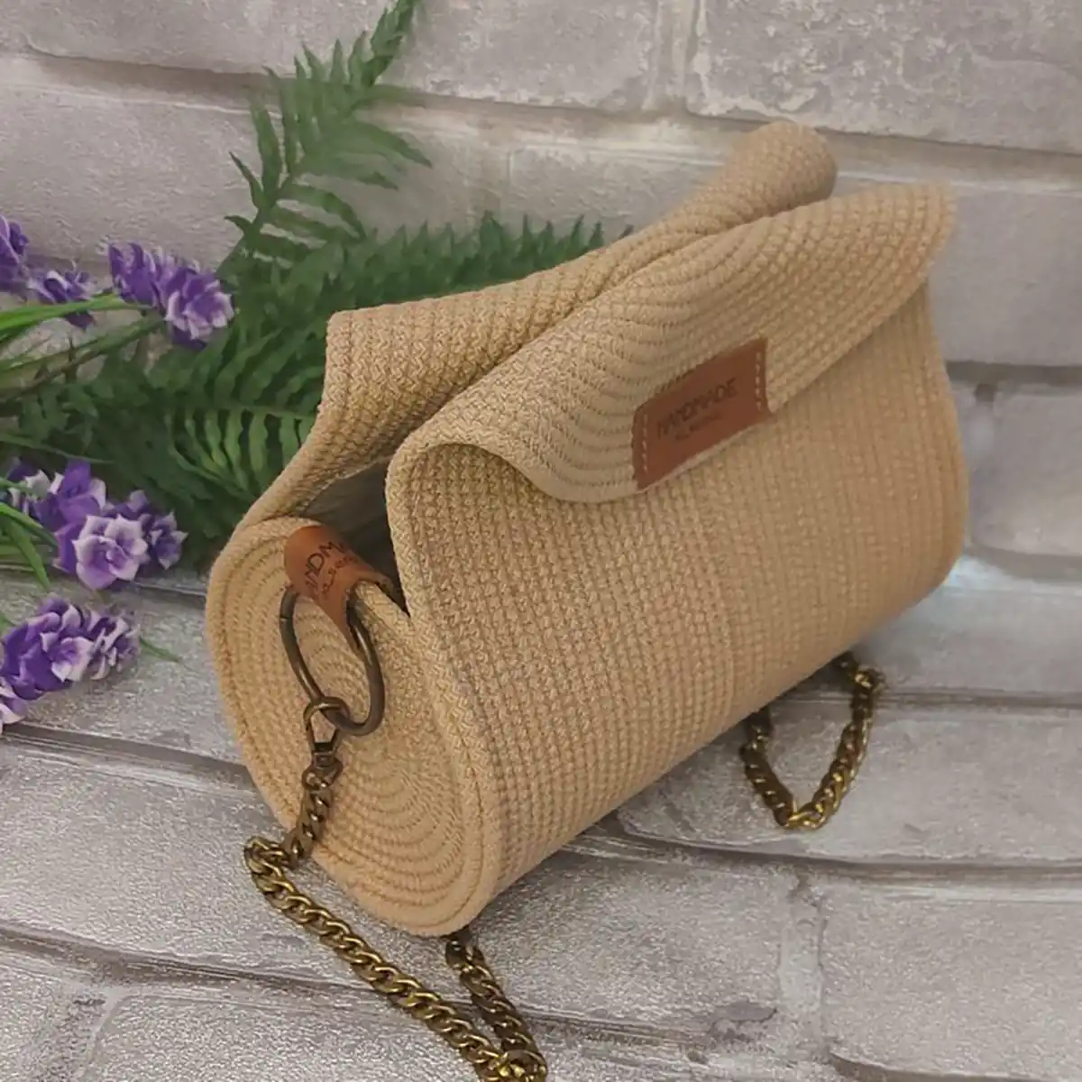 کیف قلاب بافی قهوه ای