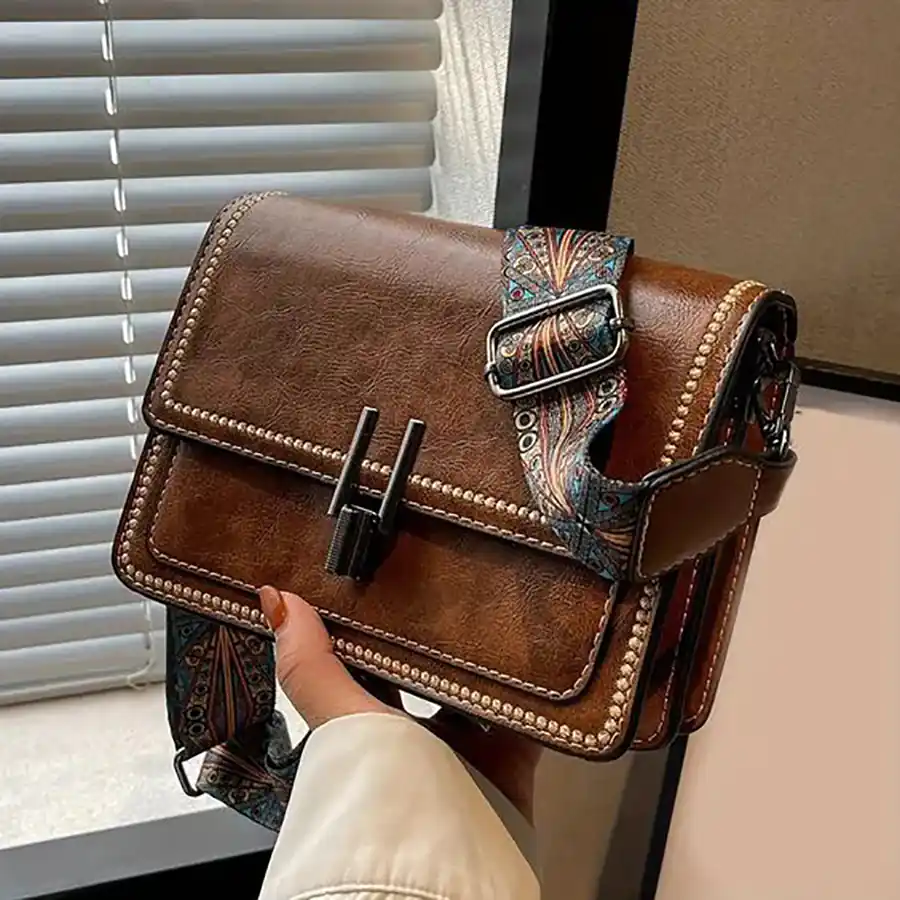 کیف چرمی دست دوز قهوه ای