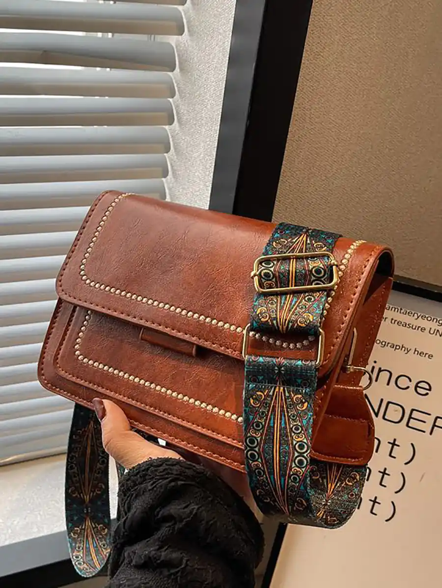 کیف چرمی دست دوز قهوه ای