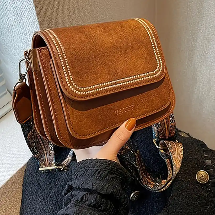 کیف چرمی دست دوز قهوه ای