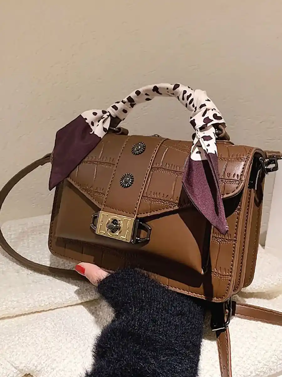 کیف چرمی دست دوز قهوه ای