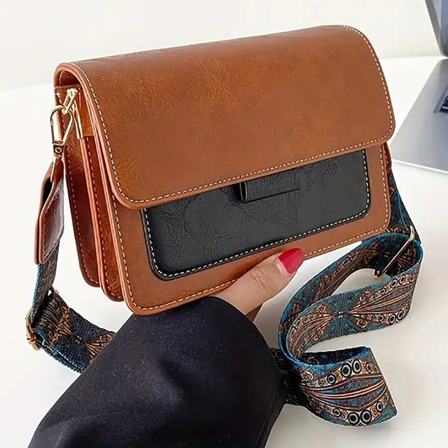 کیف چرمی دست دوز قهوه ای