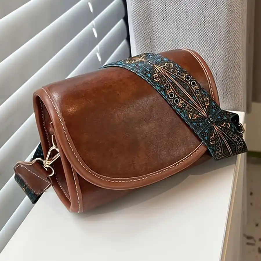 کیف چرمی دست دوز قهوه ای