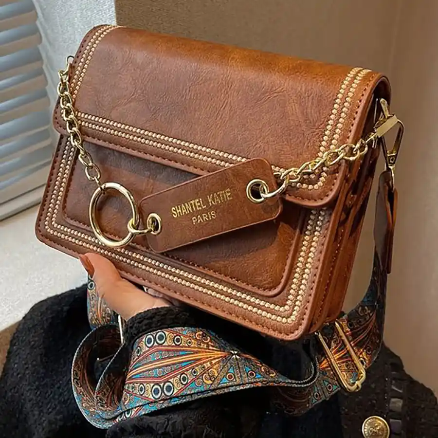کیف چرمی دست دوز قهوه ای