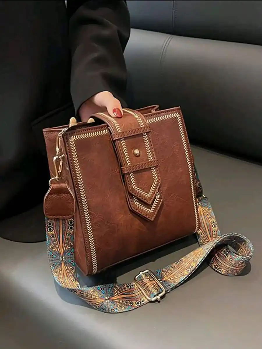 کیف چرمی دست دوز قهوه ای