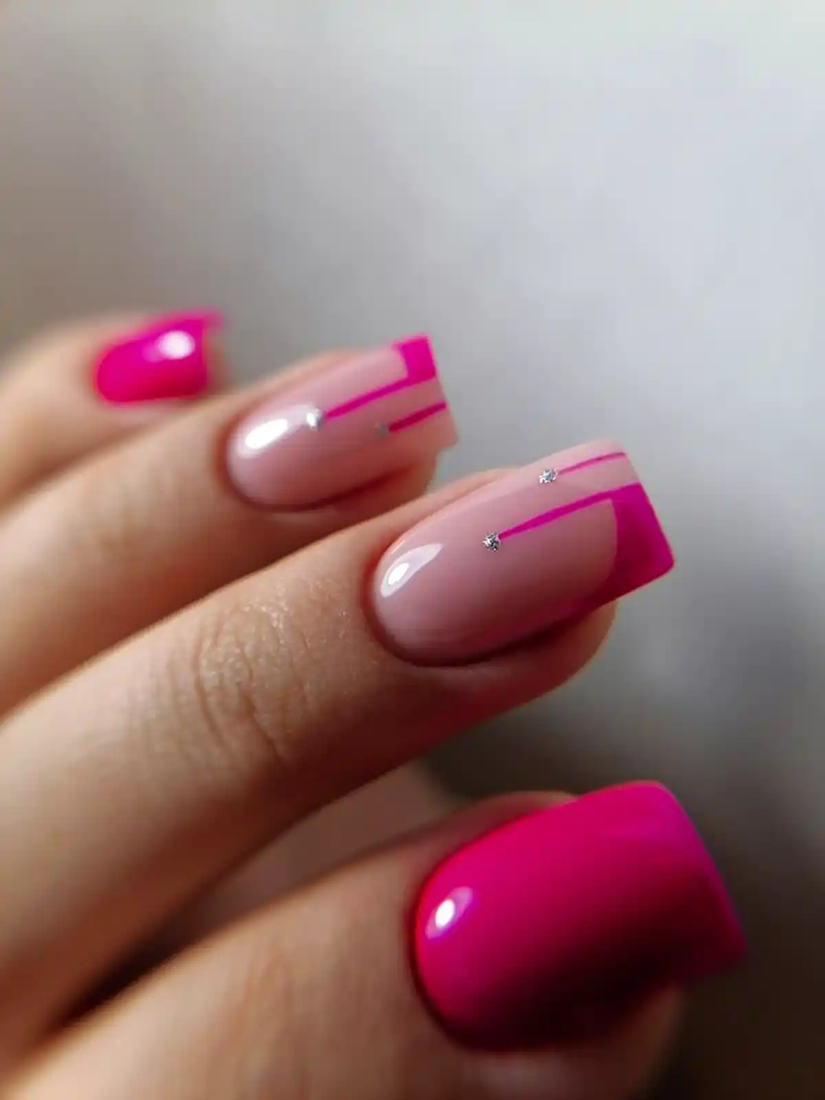 ناخن بلند سرخابی تابستانی
