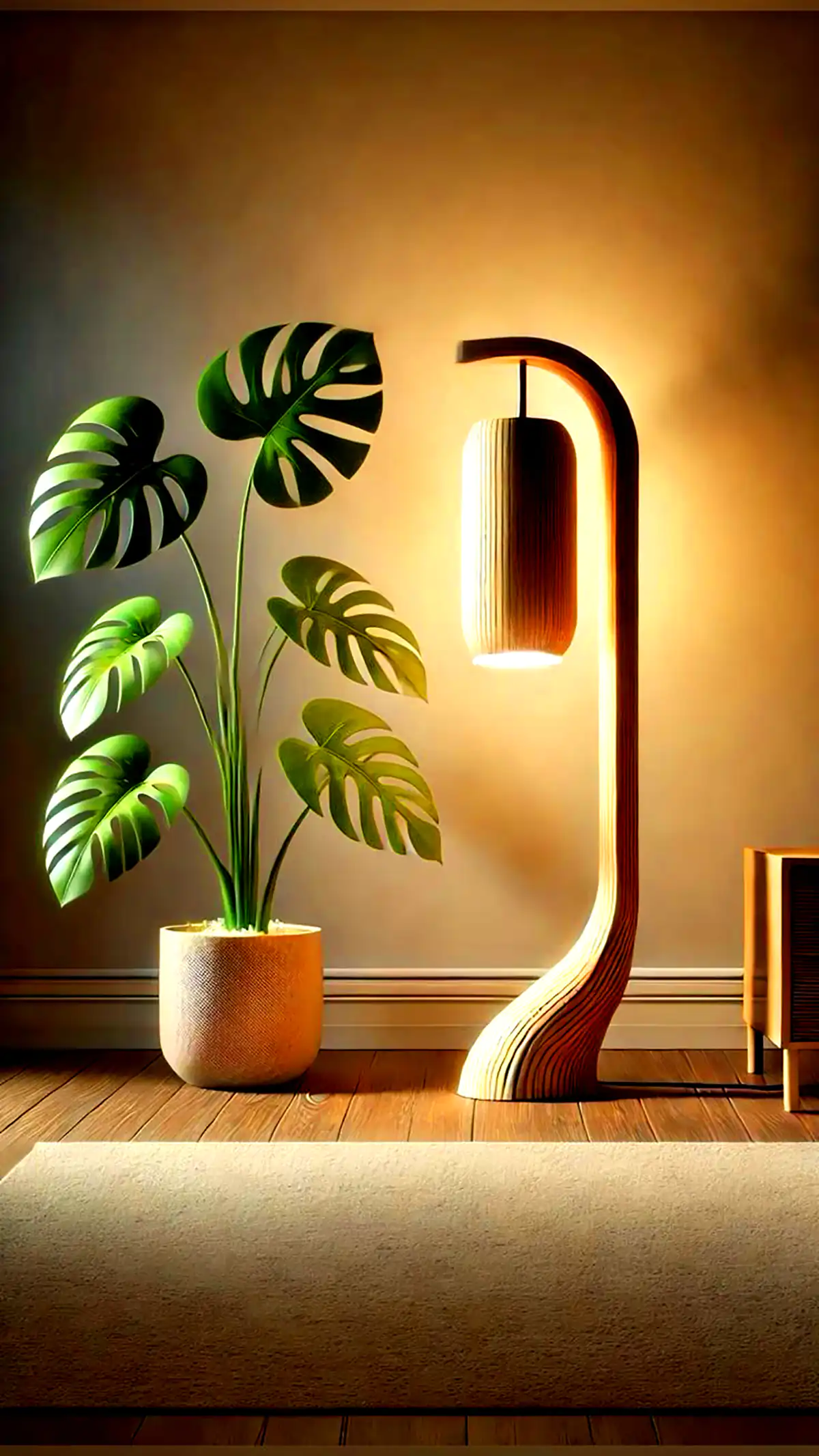 آباژور پایه کوتاه چوبی