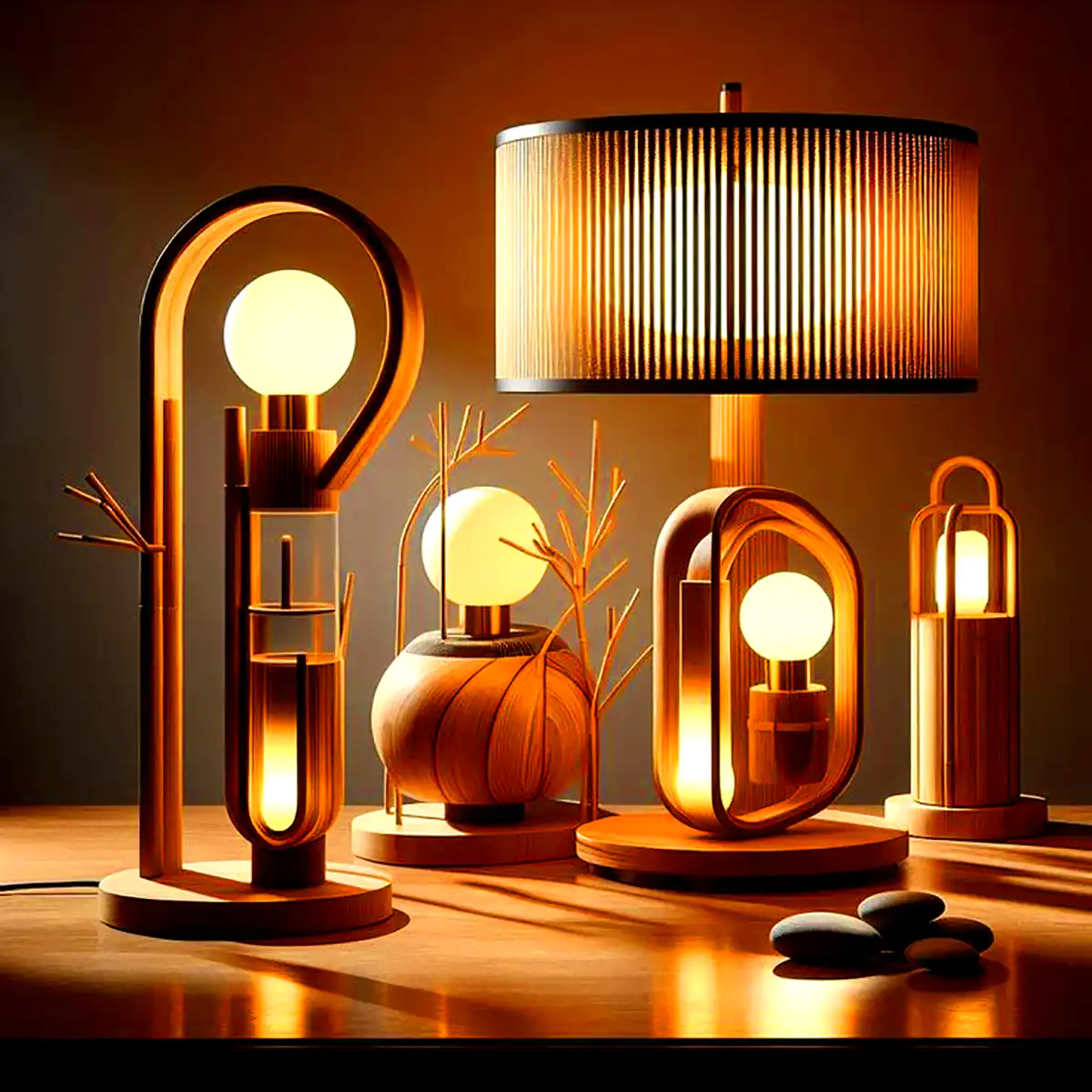 آباژور پایه کوتاه چوبی