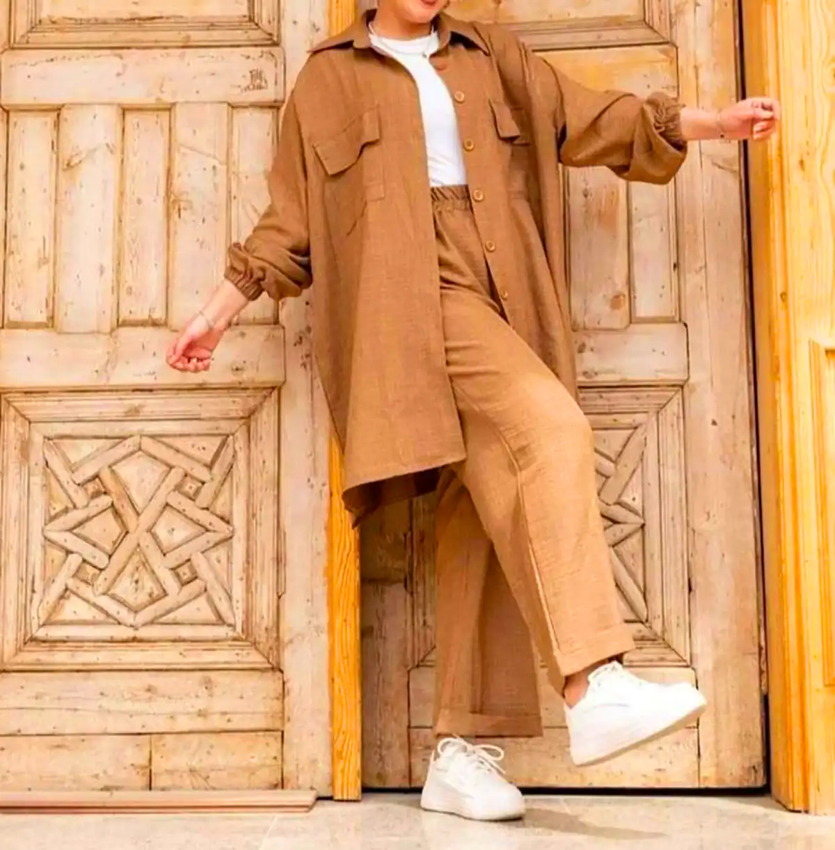 مانتو ساده کرپ کتان