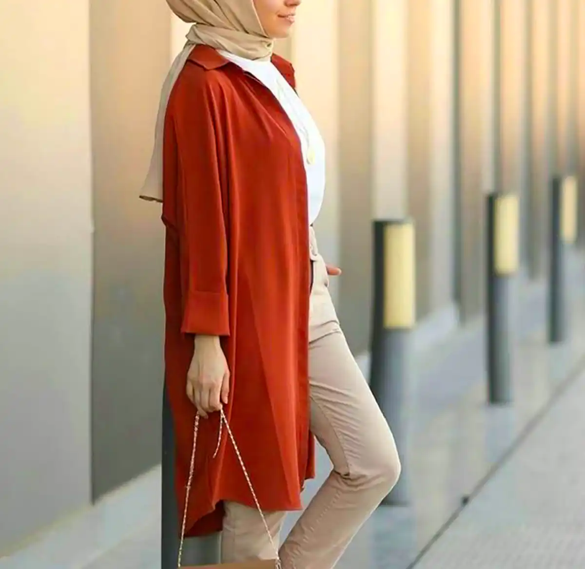 مانتو ساده کرپ کتان