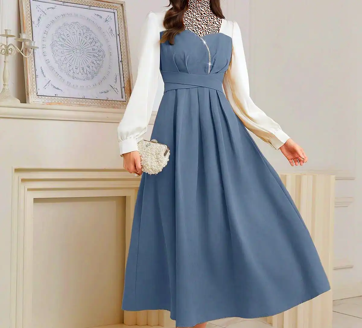 پیراهن ساده دو رنگ شیک