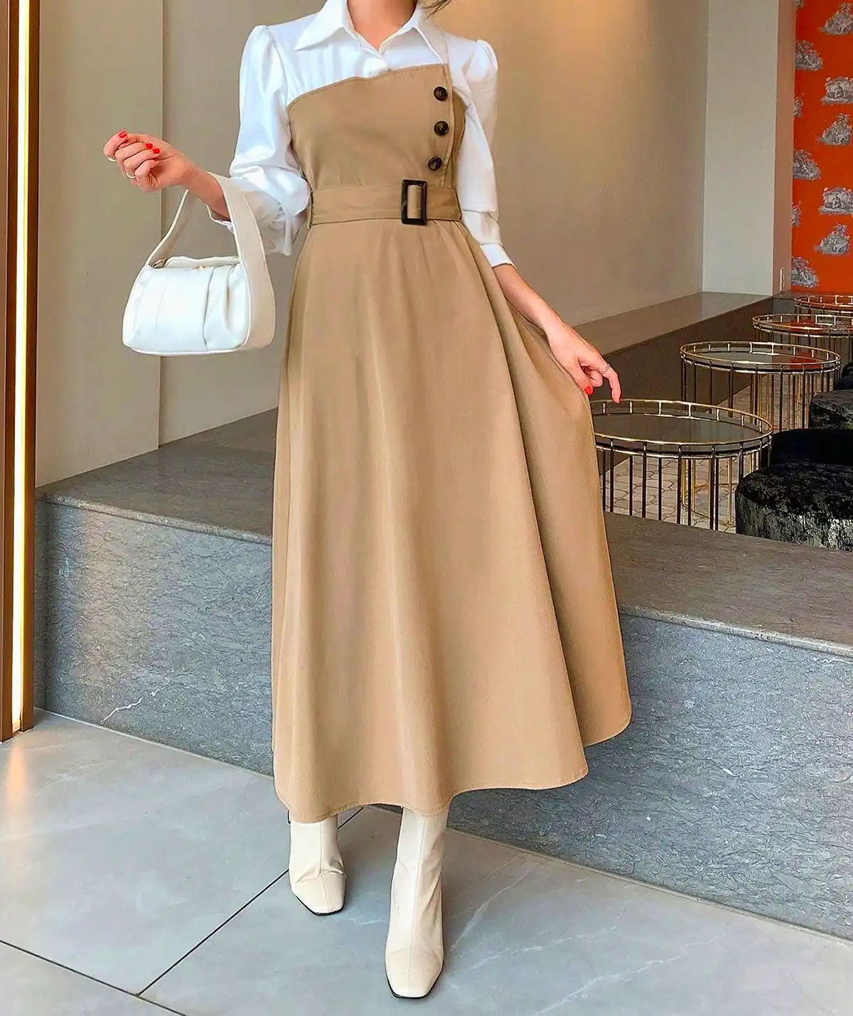 پیراهن ساده دو رنگ شیک