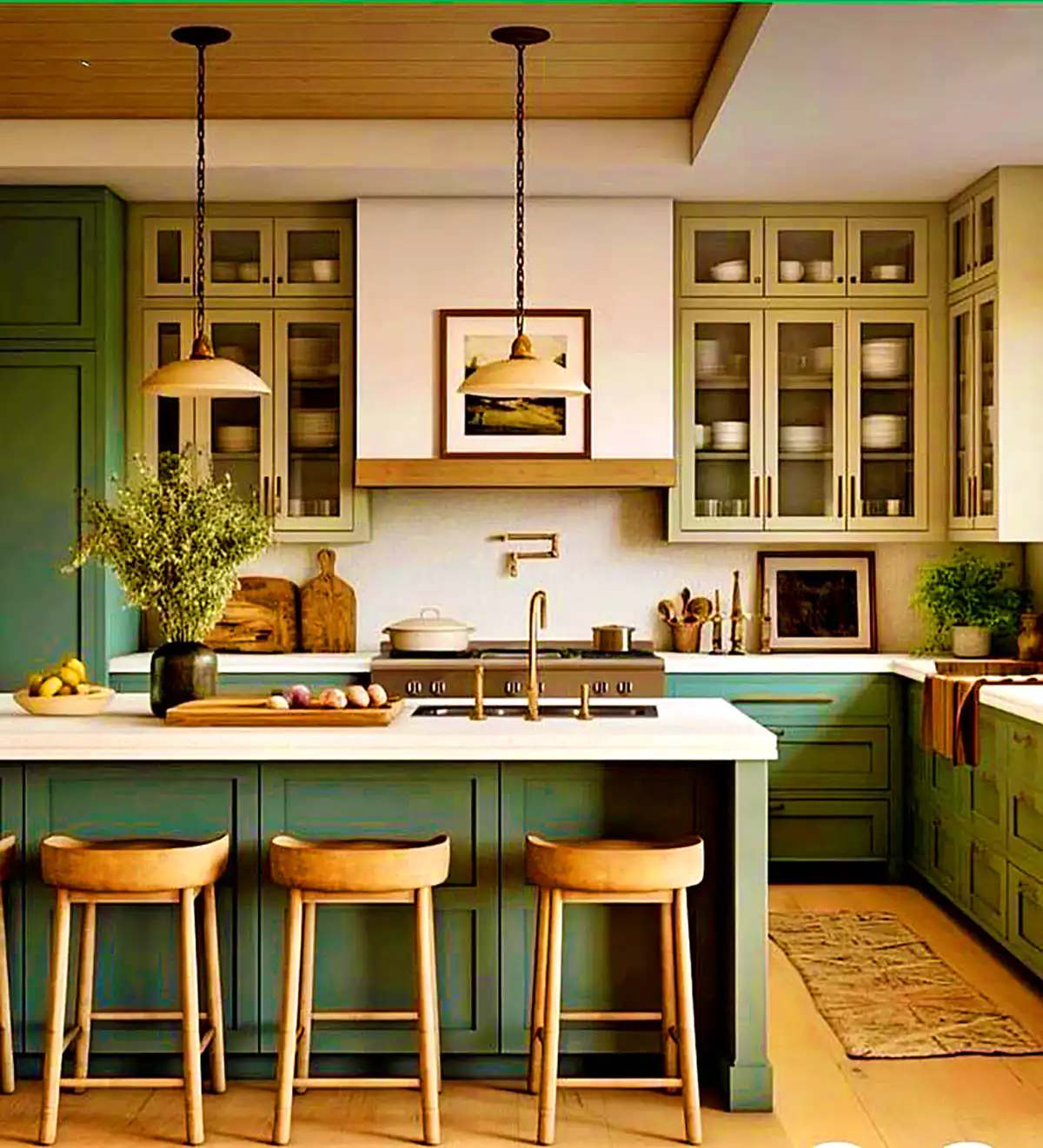 کابینت آَشپزخانه سبز پینترستی