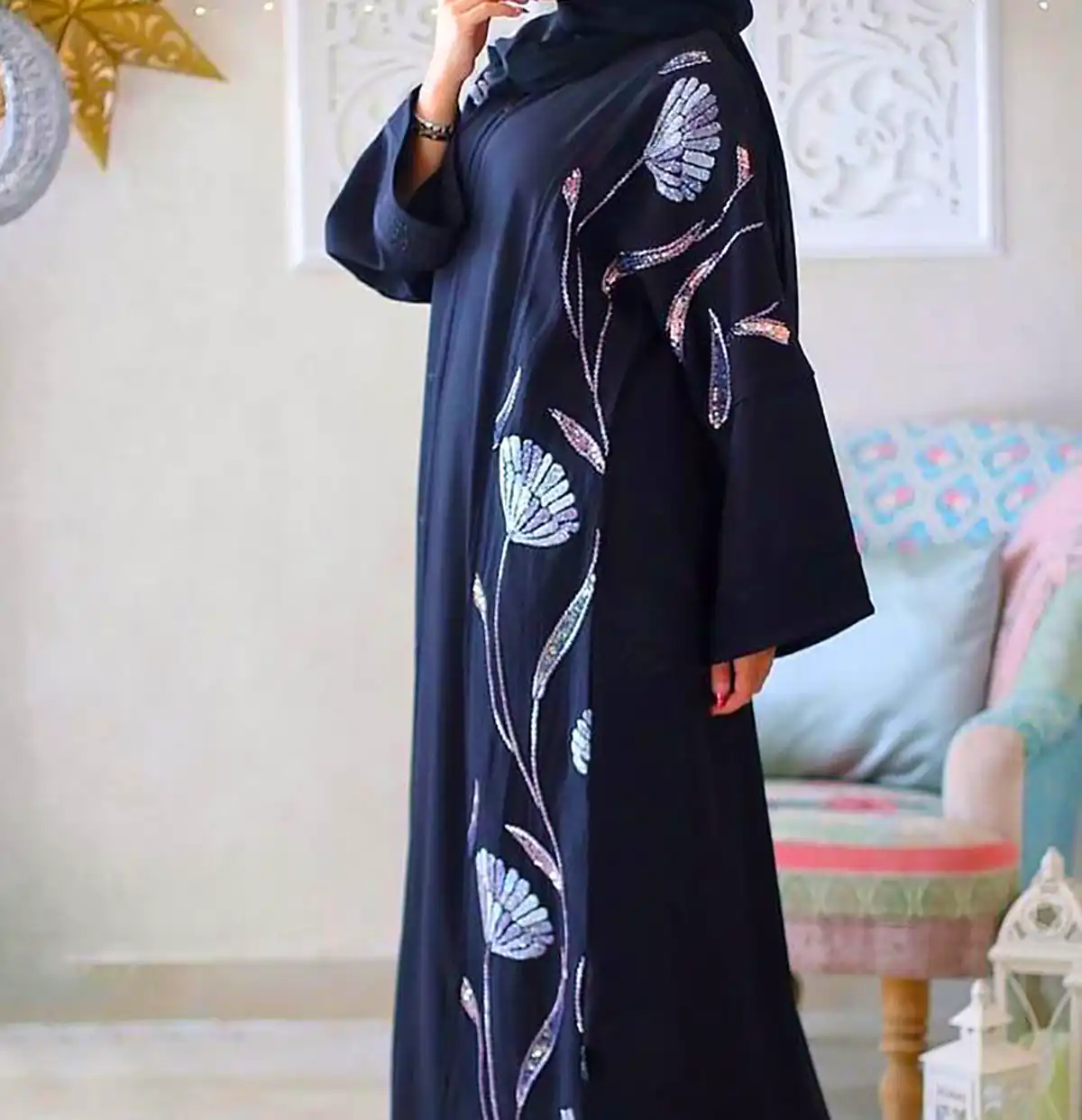 مانتو عبایی کار شده