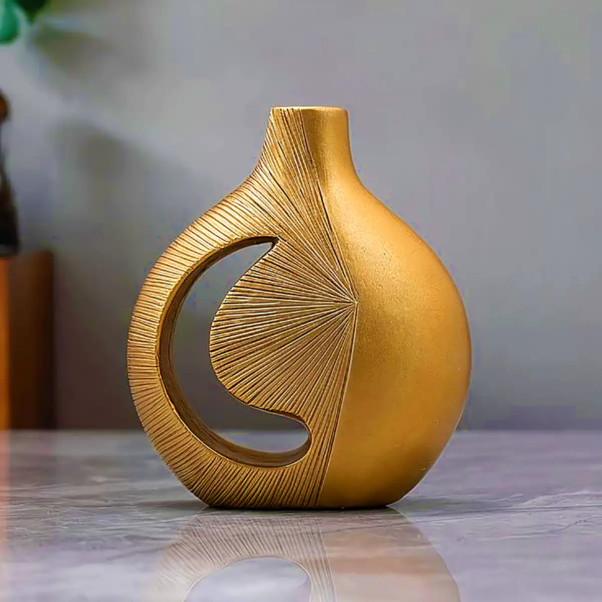 گلدان گل سرامیکی طلایی