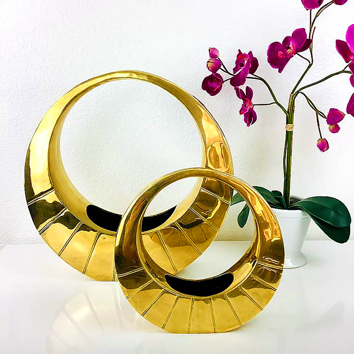 گلدان گل سرامیکی طلایی