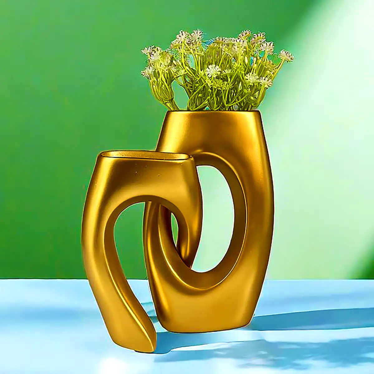 گلدان گل سرامیکی طلایی