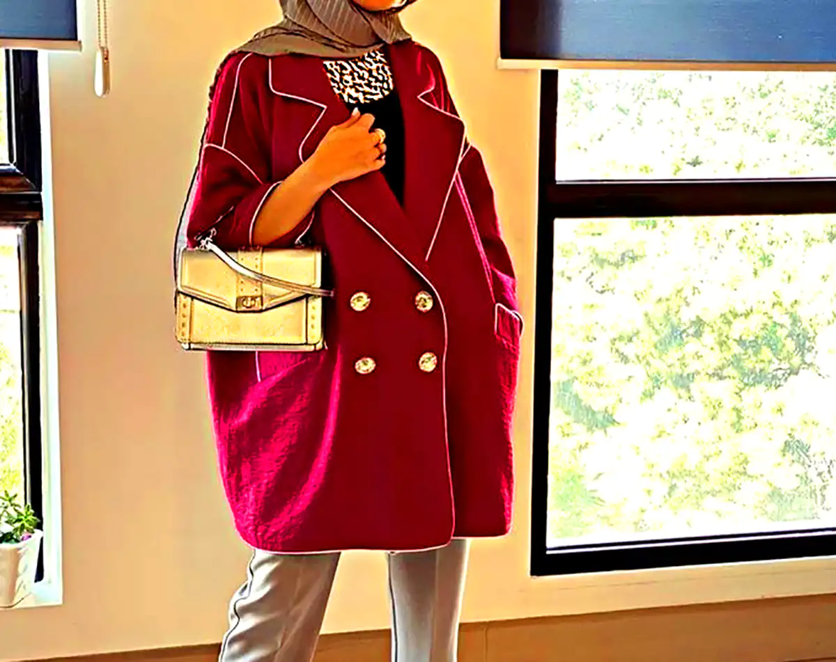 مانتو زنانه قرمز اناری
