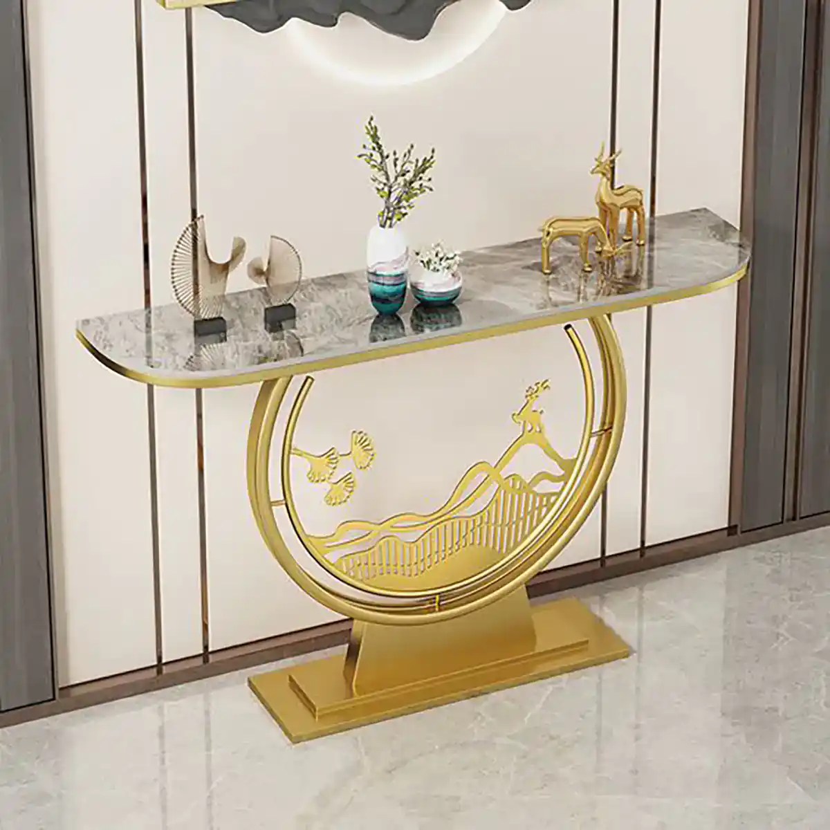 میز کنسول استیل طلایی