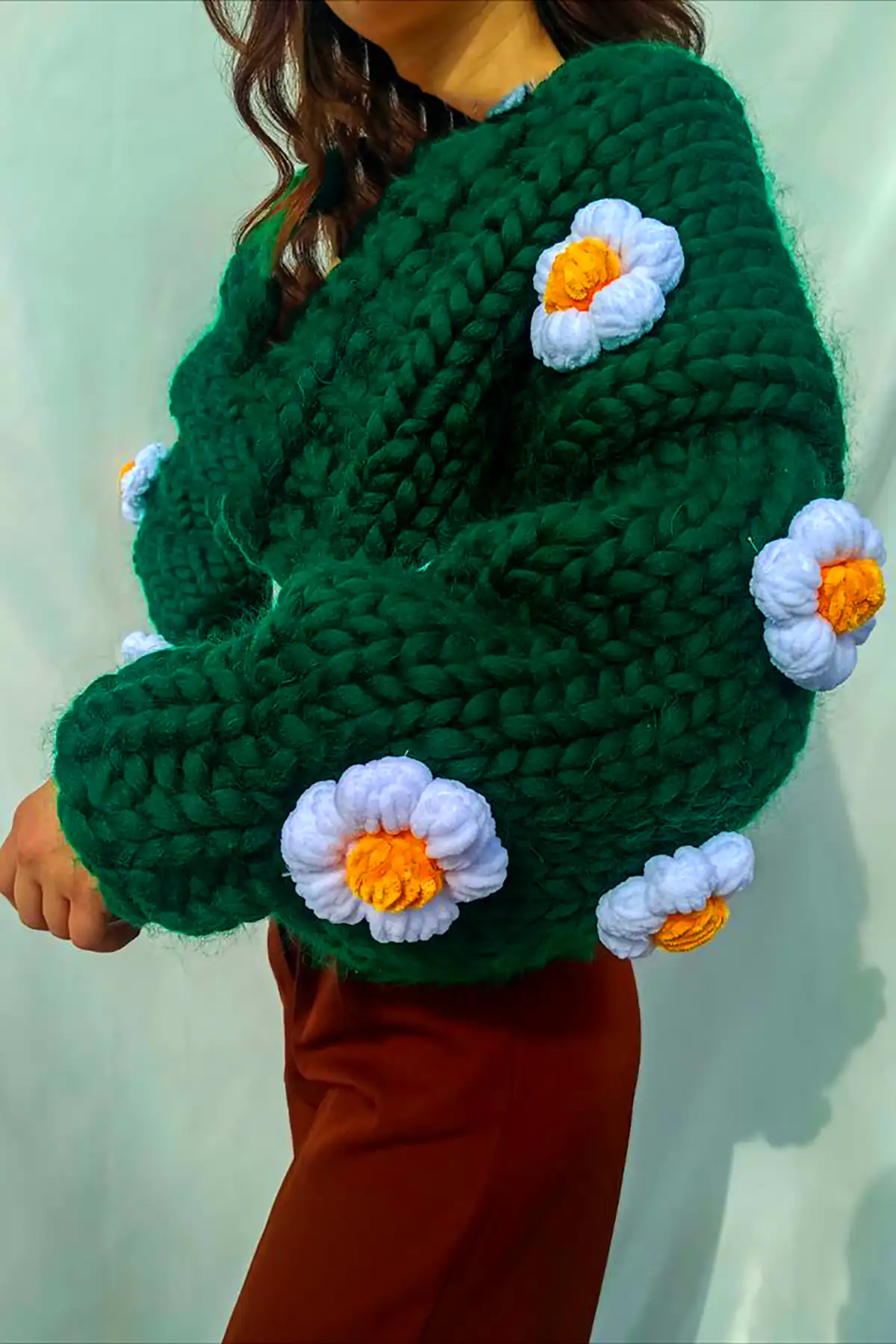 لباس بافتنی گلدار زنانه 