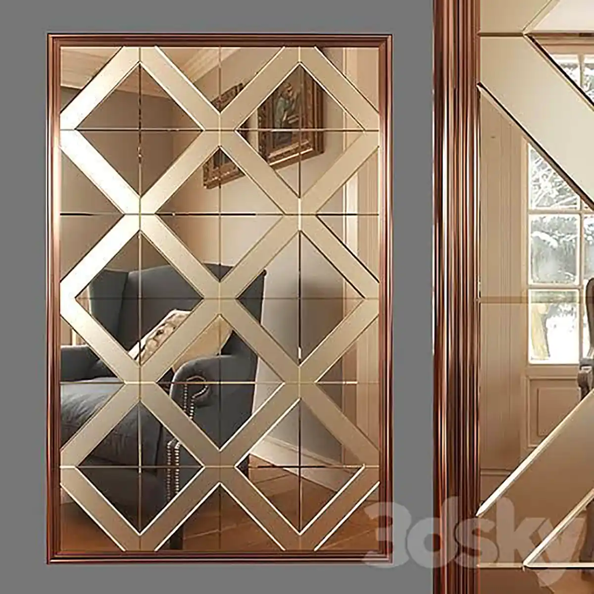 آینه الماسی لوزی شکل 
