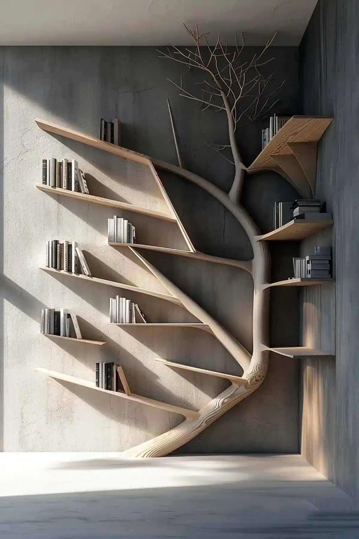 قفسه کتاب چوبی درختی