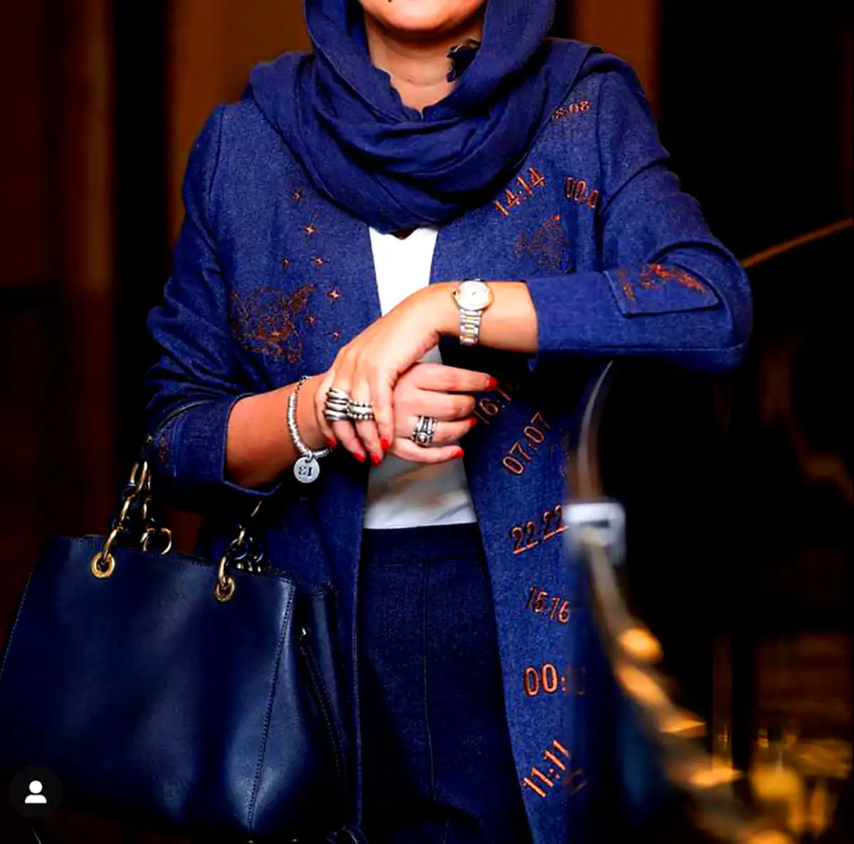 مانتو کار شده سرمه ای