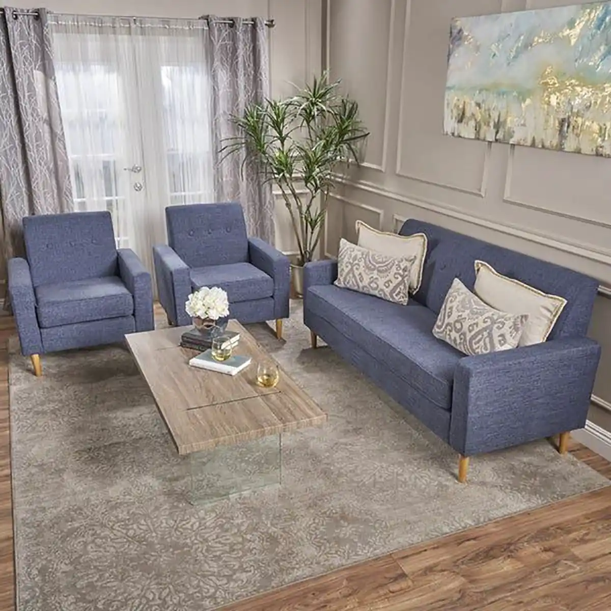 کاناپه کلاسیک‌ ساده آبی