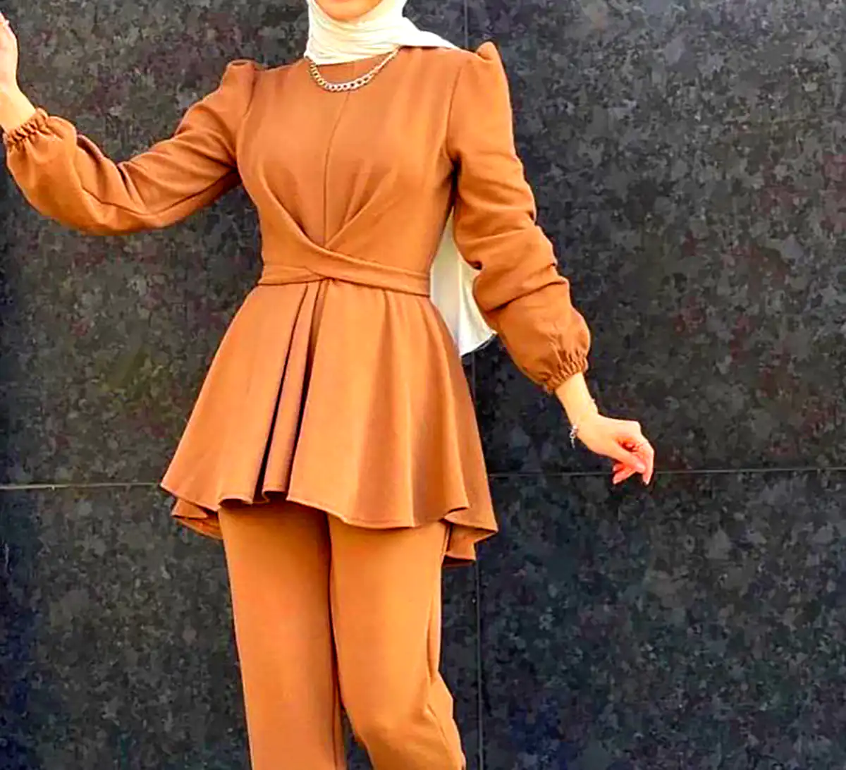 بلوز شلوار قهوه ای مجلسی