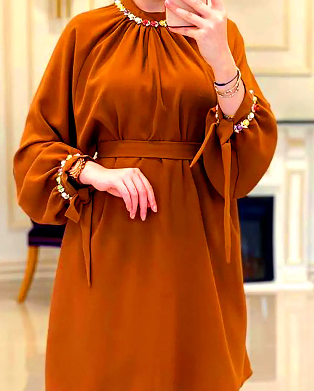 بلوز شلوار قهوه ای مجلسی