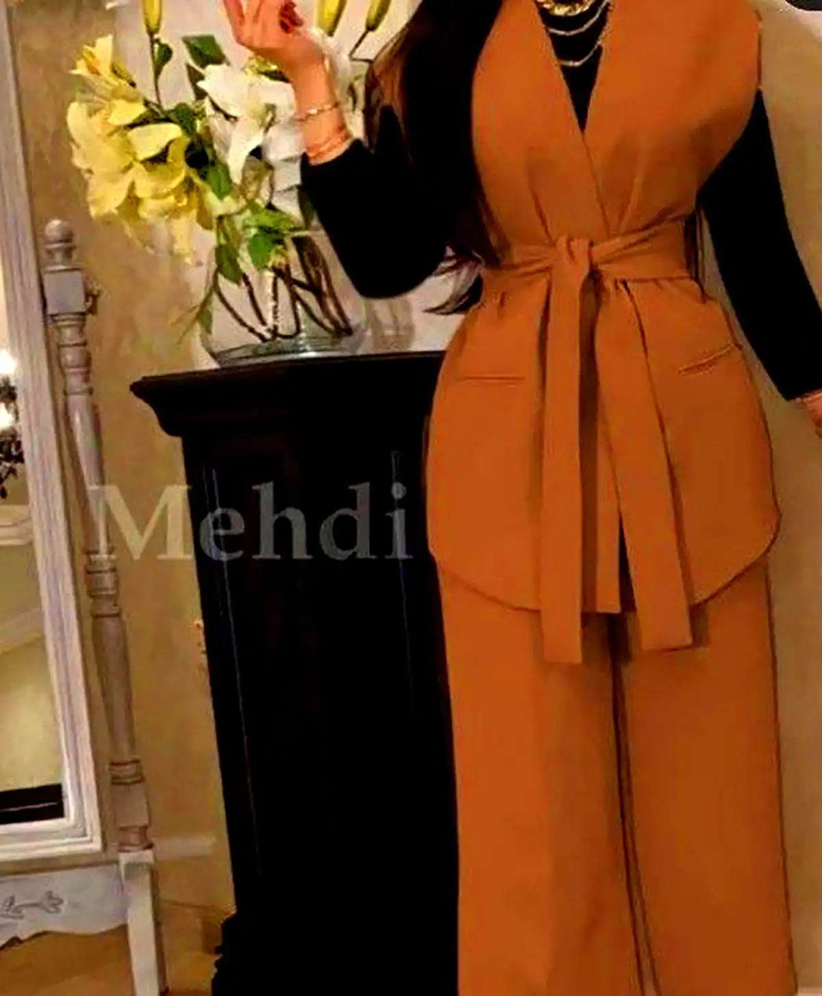 بلوز شلوار قهوه ای مجلسی