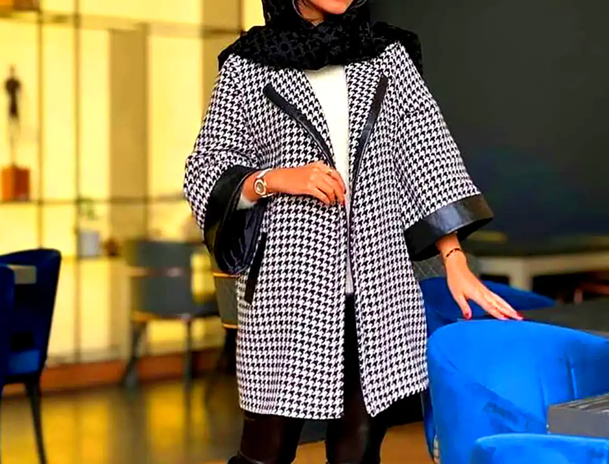 مانتو سفید مشکی مجلسی