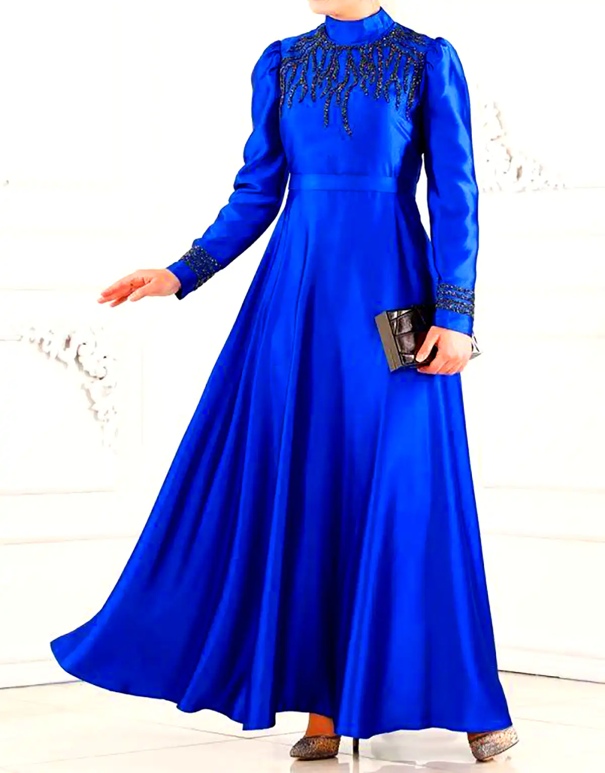 مدل ماکسی مجلسی آبی کاربنی