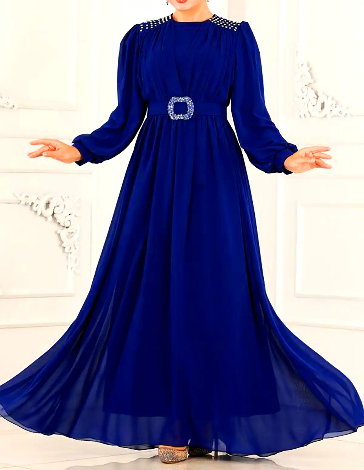 مدل ماکسی مجلسی آبی کاربنی