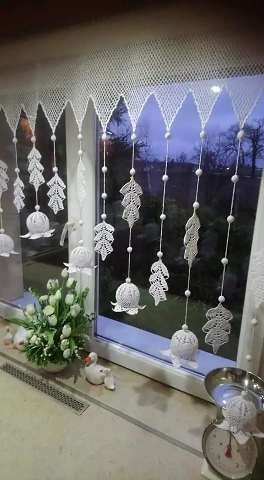 پرده زیبای قلاب بافی