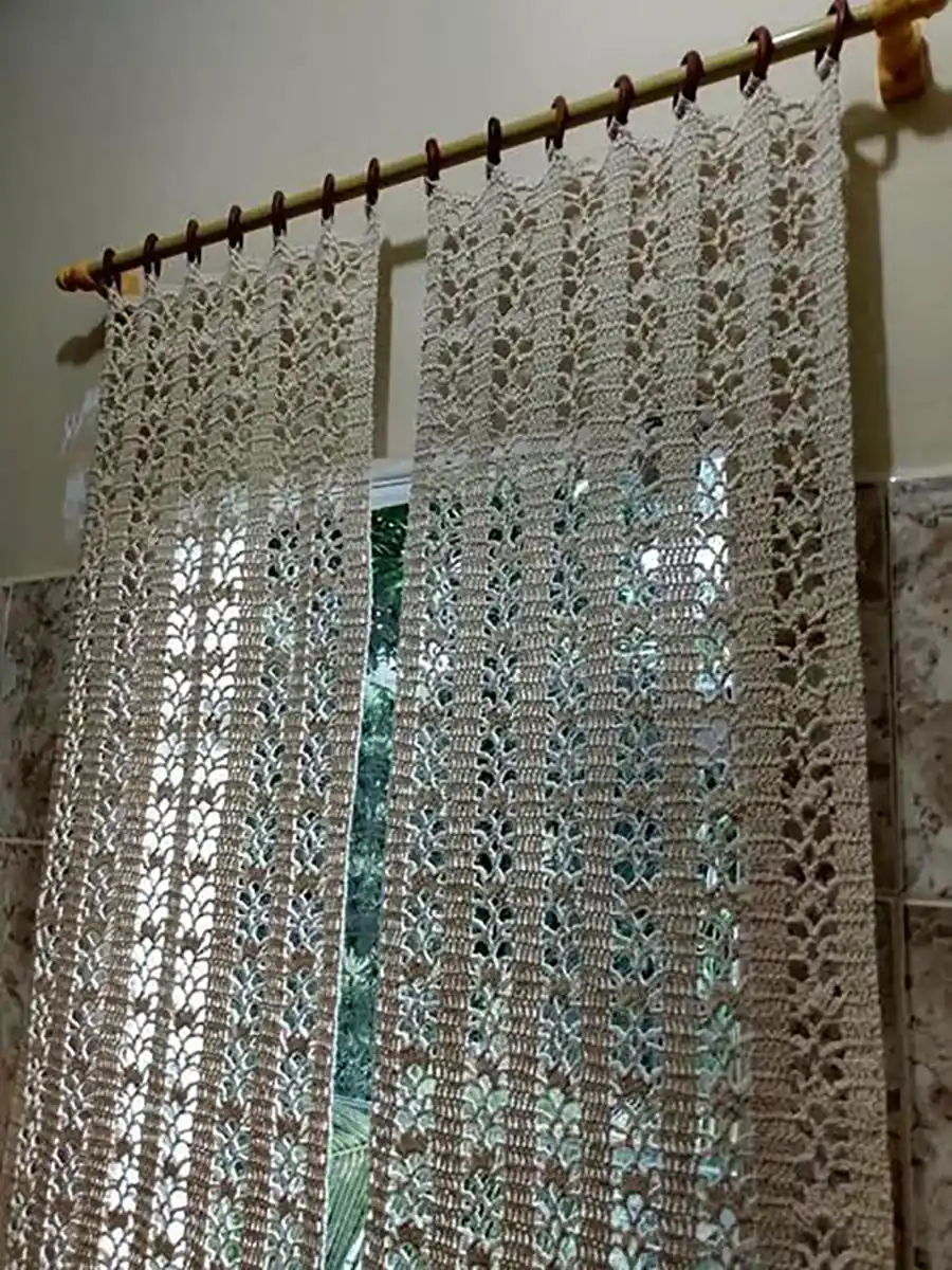 پرده زیبای قلاب بافی