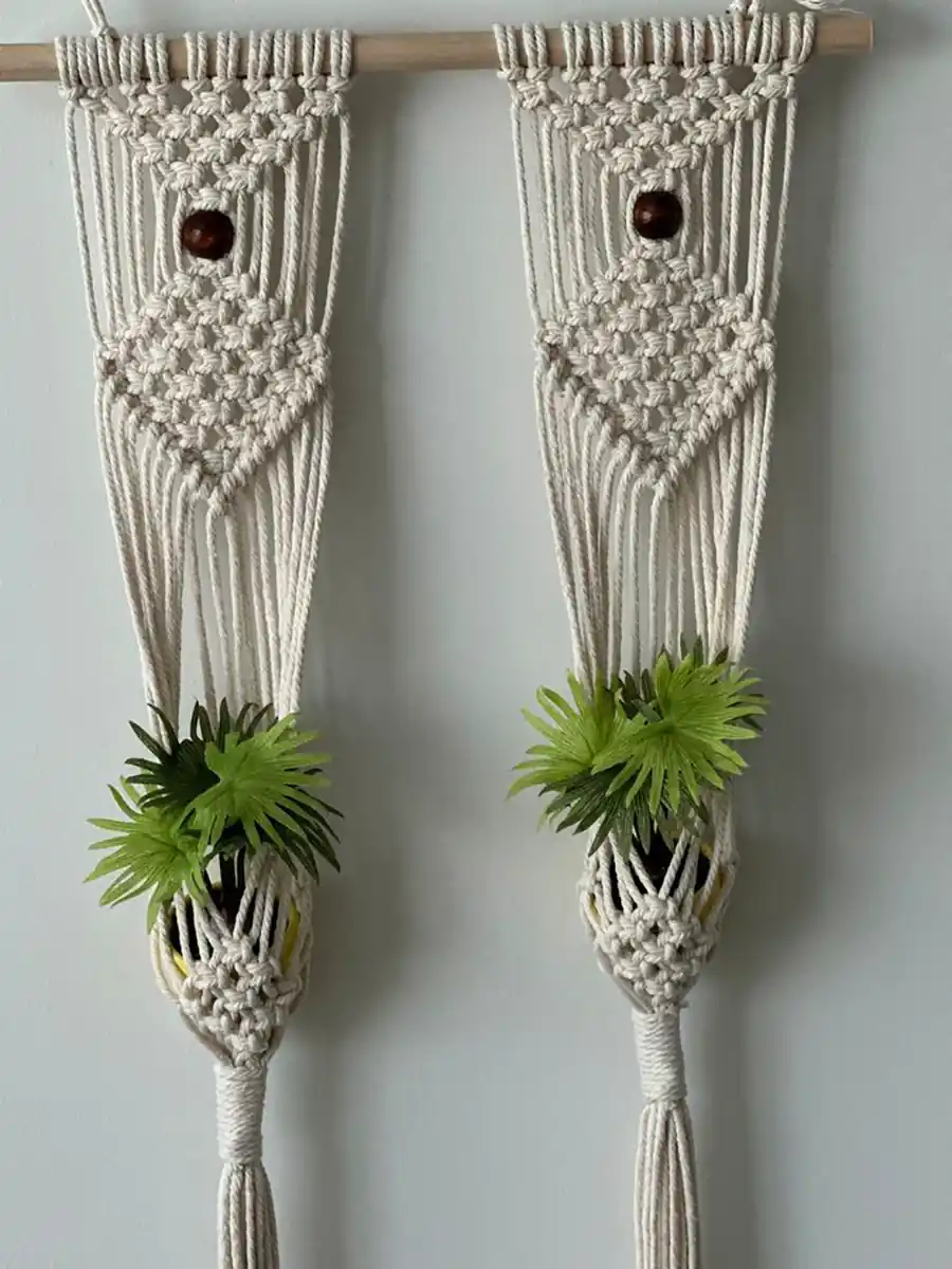 آویز گل و گیاه مکرومه