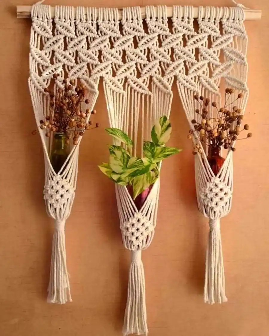 آویز گل و گیاه مکرومه