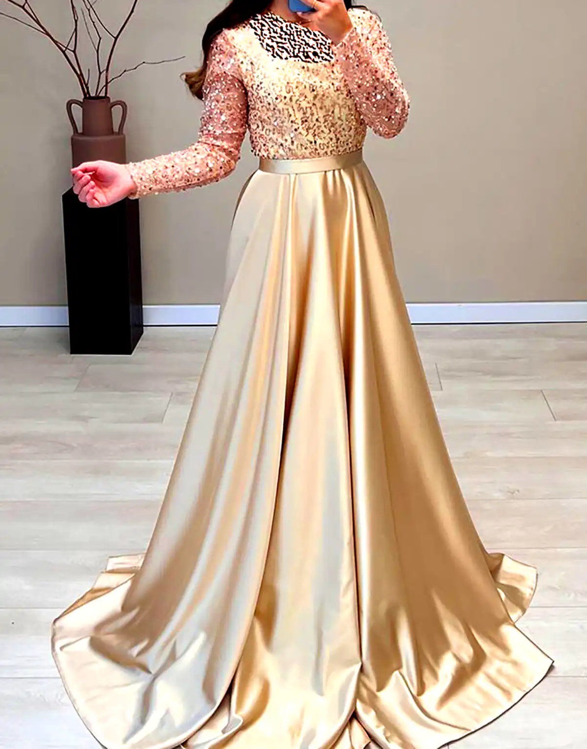 پیراهن مجلسی نباتی جذاب