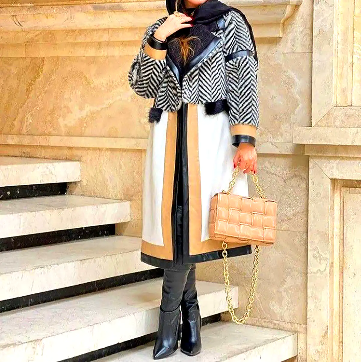مانتو ژاکارد پائیزه ضخیم