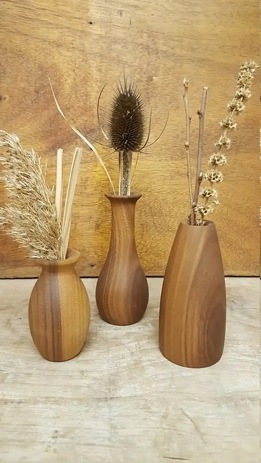 ست گلدان چوبی خراطی شده