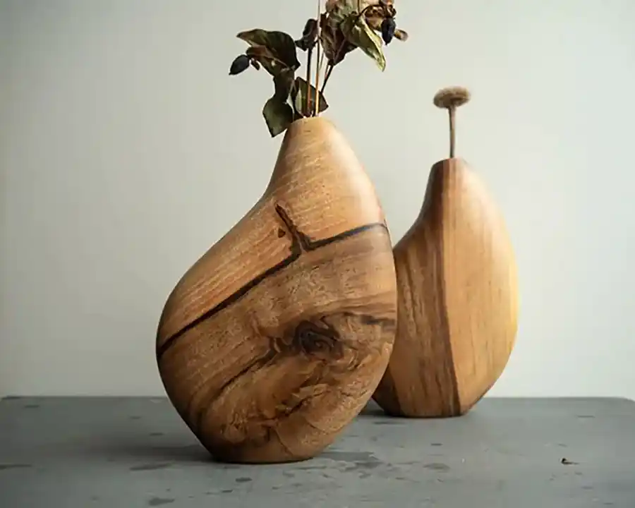 ست گلدان چوبی خراطی شده