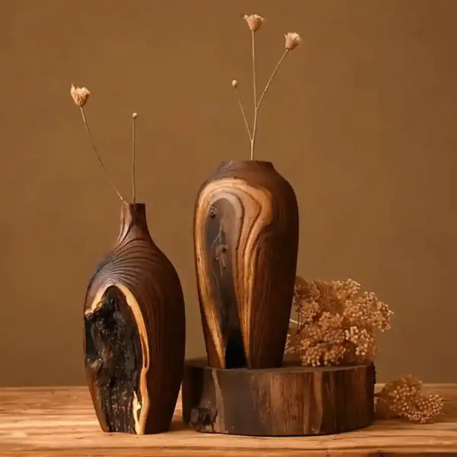 ست گلدان چوبی خراطی شده
