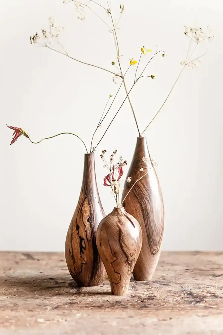ست گلدان چوبی خراطی شده