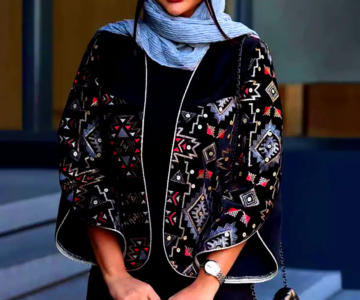 مانتو ژاکارد رنگی و شاد