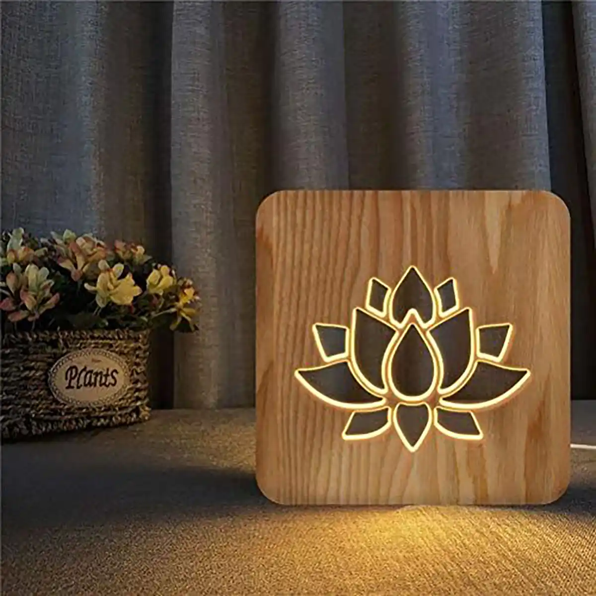 چراغ خواب چوبی سه بعدی
